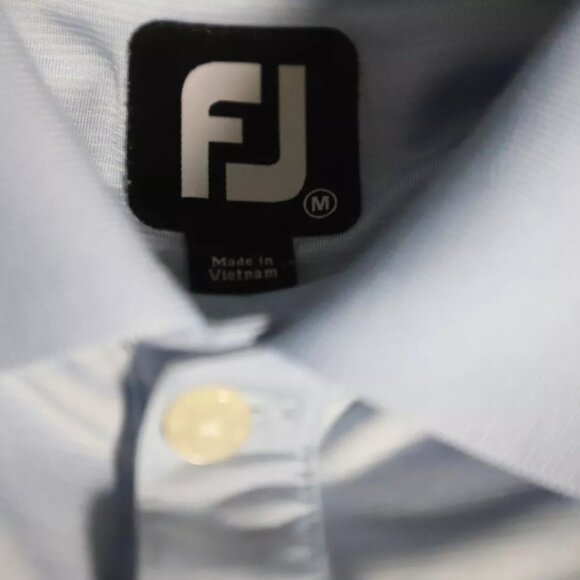 Footjoy Golf Polo Shirt Mens M Blue Casual Outdoor Light Wash Embroidery Cotton - Picture 6 of 10